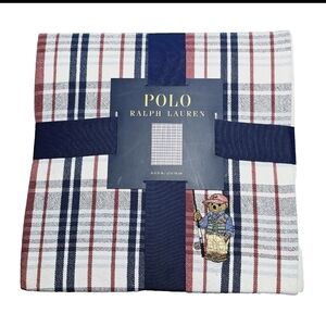 New Polo Ralph Lauren Blanket Throw Fisherman Polo Bear Cotton Navy 50X70 NWOT